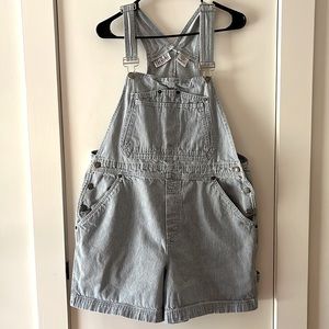 Pinstripes Denim Overalls Shorts